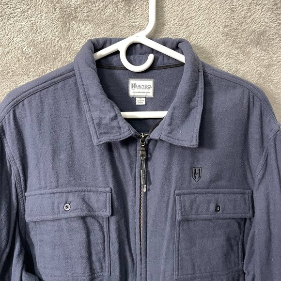 Heybo Outdoors Hunting Fishing Camping Brushed Flannel Crosscut Jacket XL Navy - Picture 3 of 14